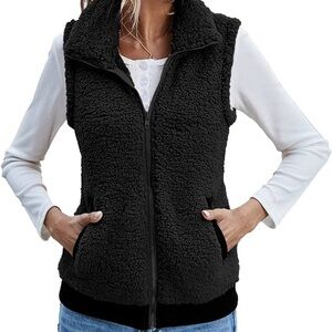 Fluffy black vest